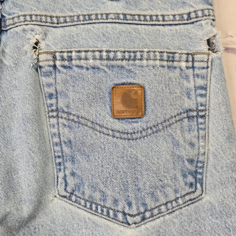 VTG Y2K Carhartt‎ Men Relaxed Light Wash Denim Jeans Workwear Distressed 34x32